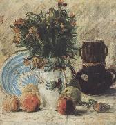 Vincent Van Gogh Vase with Flowers Coffeepot and Fruit (nn04) oil painting reproduction